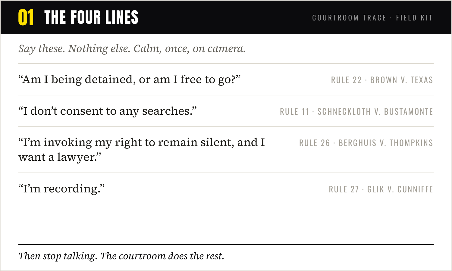 Card One: The Four Lines